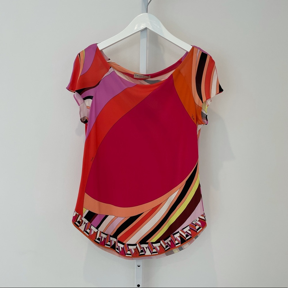 EMILIO PUCCI RED SILK PRINT TOP MODEL 56RM45 SIZE IT 42 / US 8